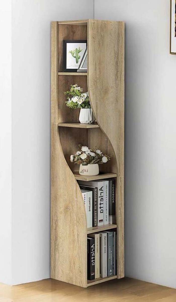 Mẫu kệ góc tường phòng khách sáng tạo